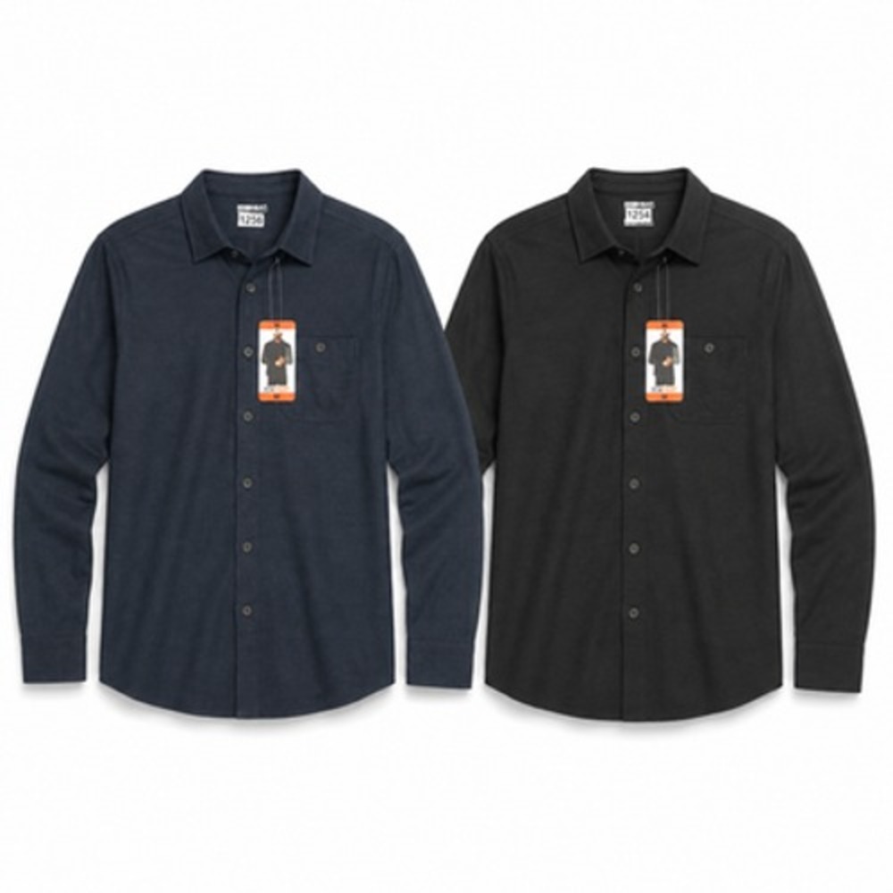 32 Degrees Heat Mens M Thermal Button Up Shirts 2 Pack Navy Black NWT